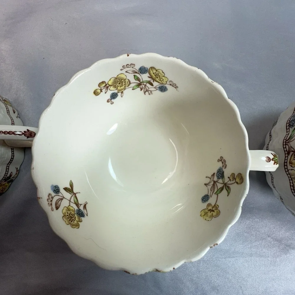 Spode Buttercup Teacup Saucer Set‎ Copeland England Scalloped Floral Old Mark